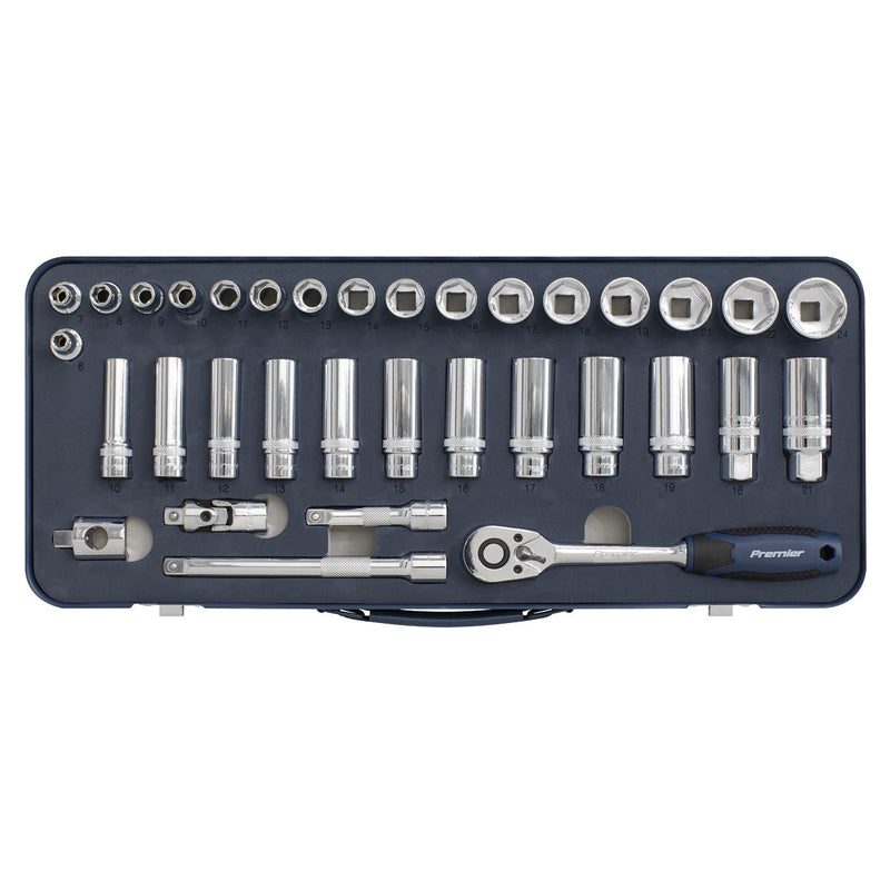 Sealey Premier Lock-On&trade; Socket Set 3/8"Sq Drive 34pc AK27481