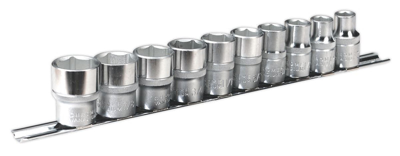 Sealey Socket Set 10pc 1/2"Sq Drive 6pt WallDrive&reg; Imperial AK2781