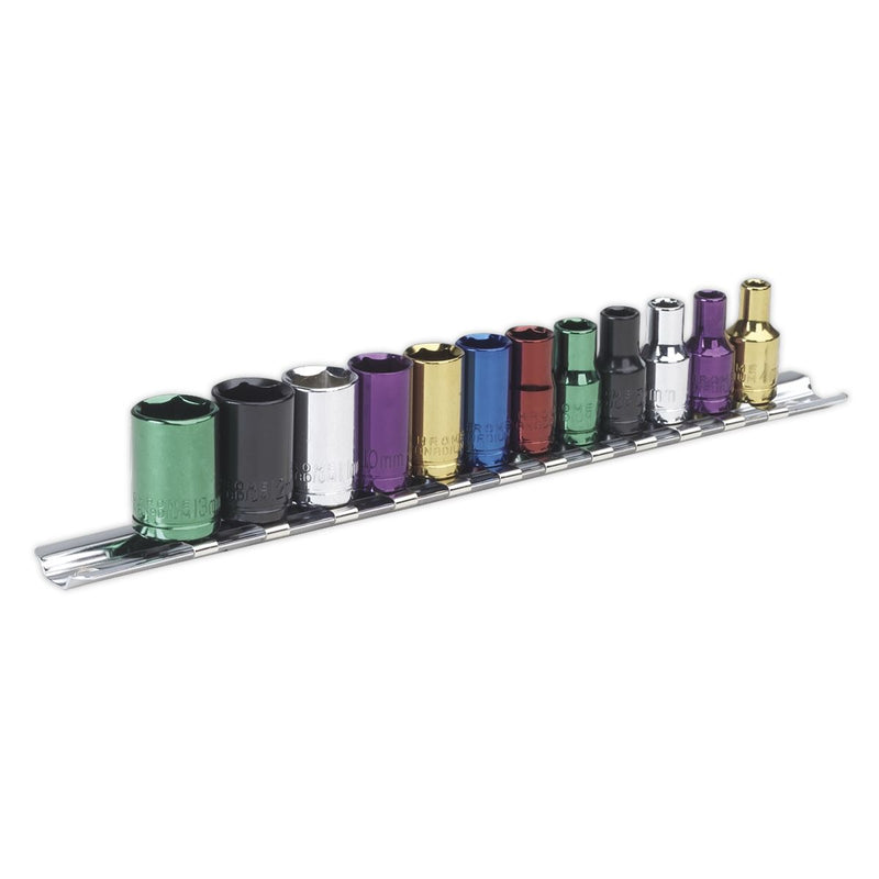 Sealey Premier Multi-Coloured Socket Set 1/4"Sq Drive 12pc AK282