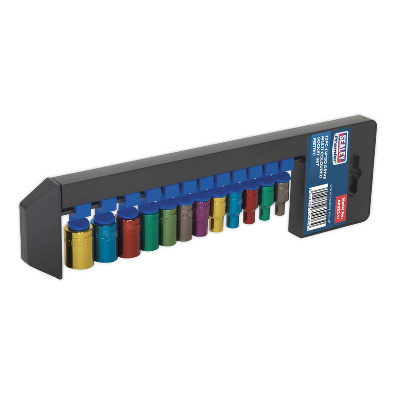 Sealey Premier Multi-Coloured Socket Set 1/4"Sq Drive 12pc AK282