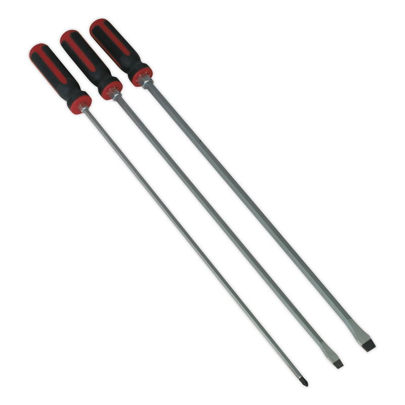 Sealey AK4906 Screwdriver Set 3pc 450mm Hammer-Thru