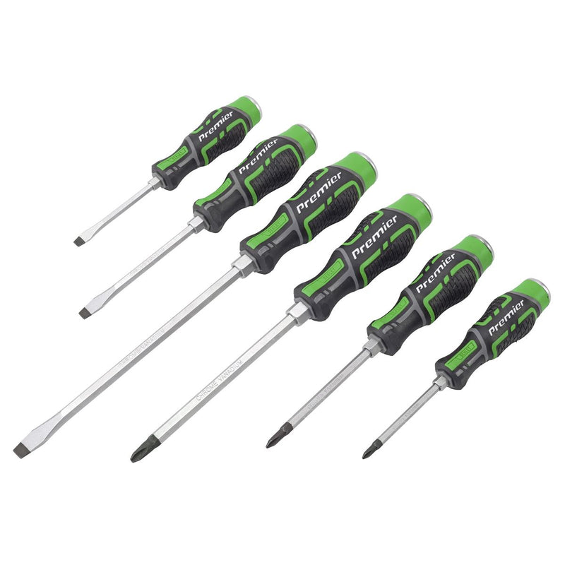 Sealey Premier Hammer-Thru Screwdriver Set 6pc - Hi-Vis Green AK4940HV