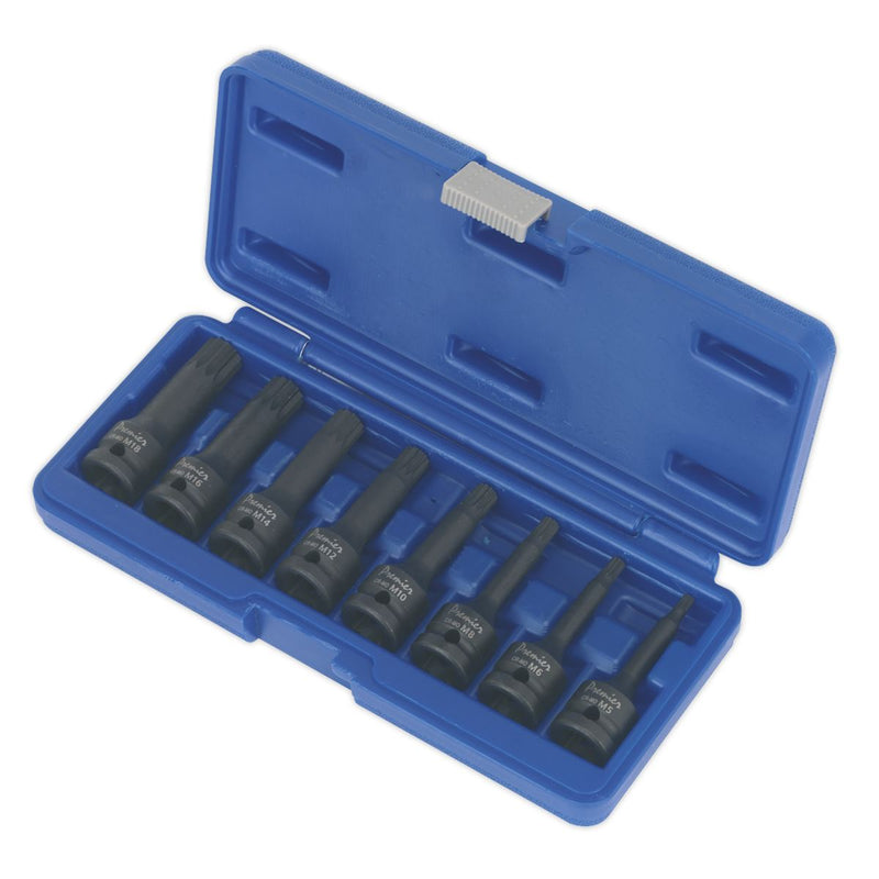 Sealey Premier Spline Impact Socket Bit Set 1/2"Sq Drive 8pc AK5604