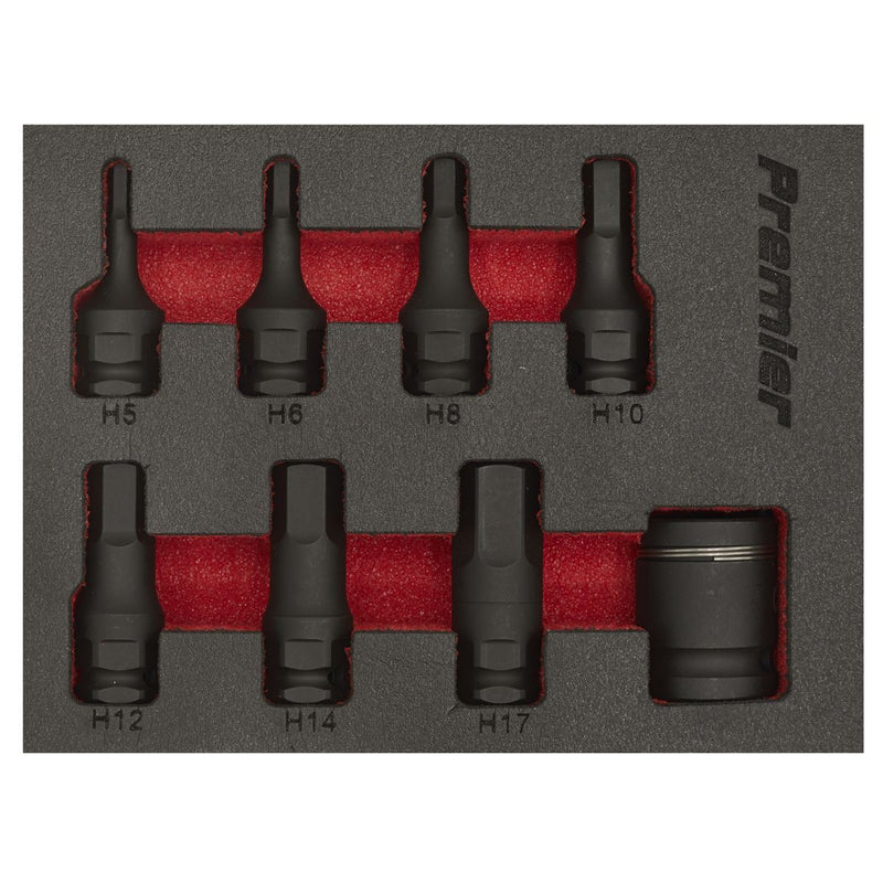 Sealey Premier Hex Impact Socket Bit Set 3/8"Sq Drive 8pc AK5620