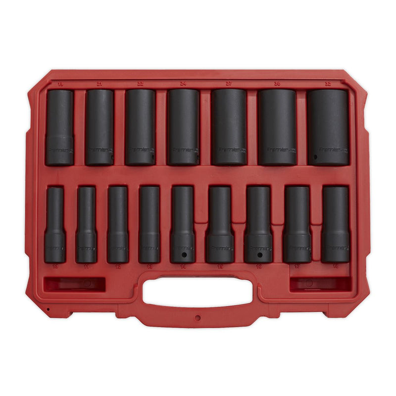 Sealey Premier Deep Lock-On&trade; Impact Socket Set 1/2"Sq Drive 16pc AK5817M