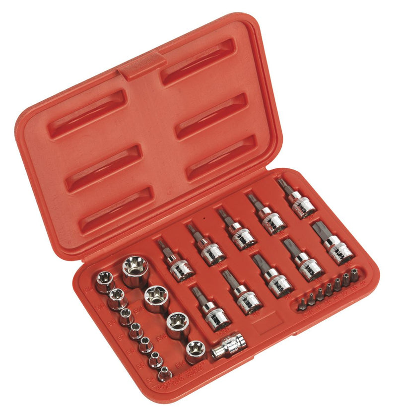 Sealey Premier TRX-Star* Socket & Security Bit Set 1/4"Sq & 3/8"Sq Drive 29pc AK6193