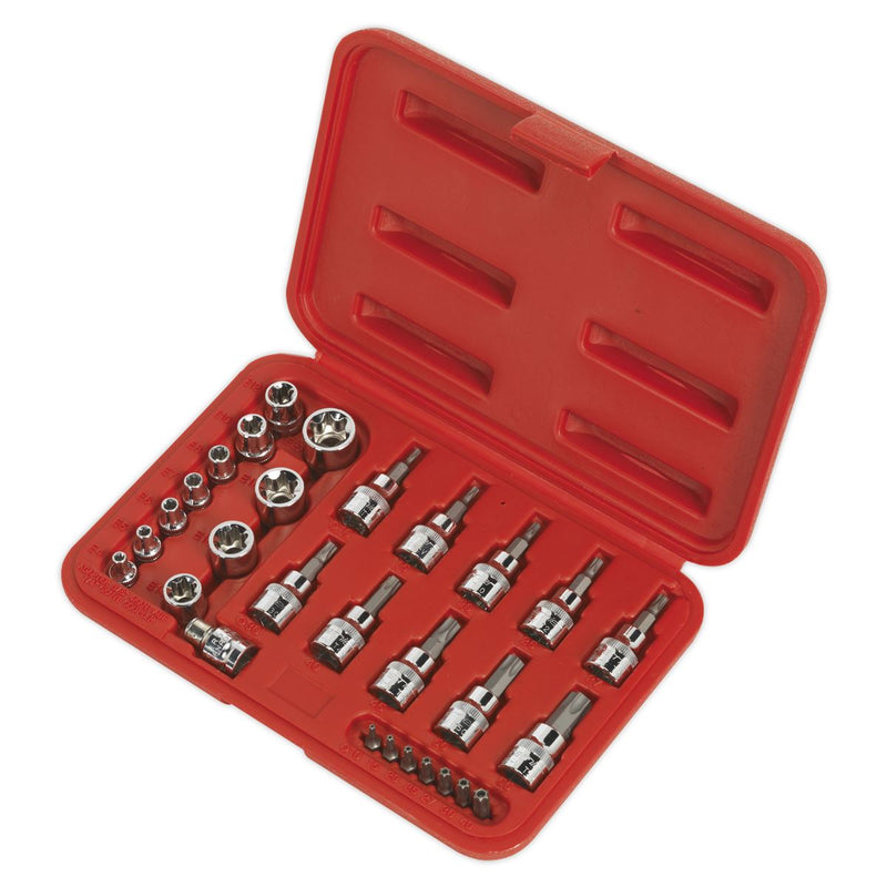 Sealey Premier TRX-Star* Socket & Security Bit Set 1/4"Sq & 3/8"Sq Drive 29pc AK6193