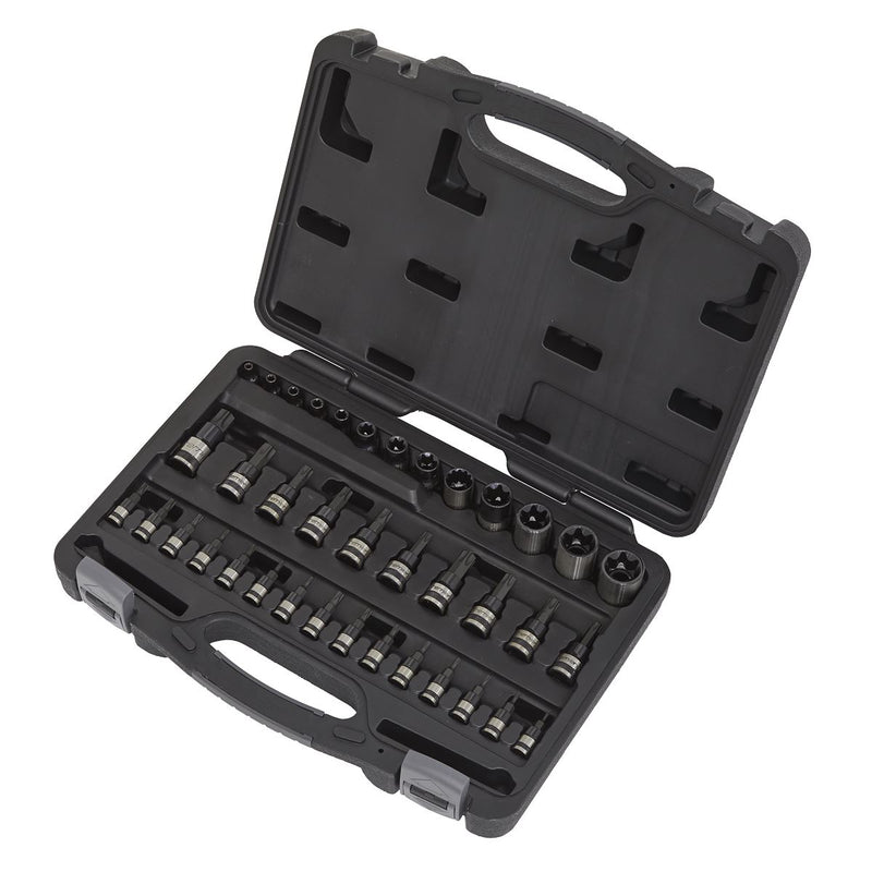 Sealey Premier Black TRX-Star* Socket & Security Socket Bit Set 1/4", 3/8" & 1/2"Sq Drive 38pc AK6197B