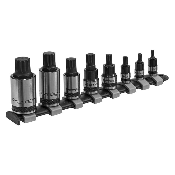 Sealey Premier Black Spline Socket Bit Set 1/4", 3/8" & 1/2"Sq Drive 8pc AK6214B
