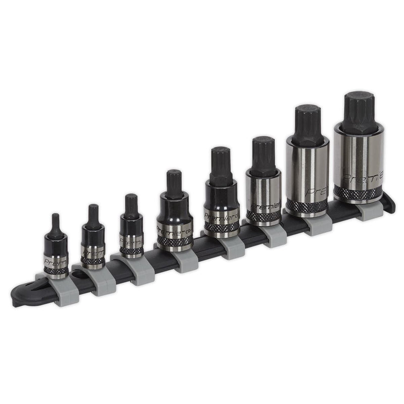 Sealey Premier Black Spline Socket Bit Set 1/4", 3/8" & 1/2"Sq Drive 8pc AK6214B