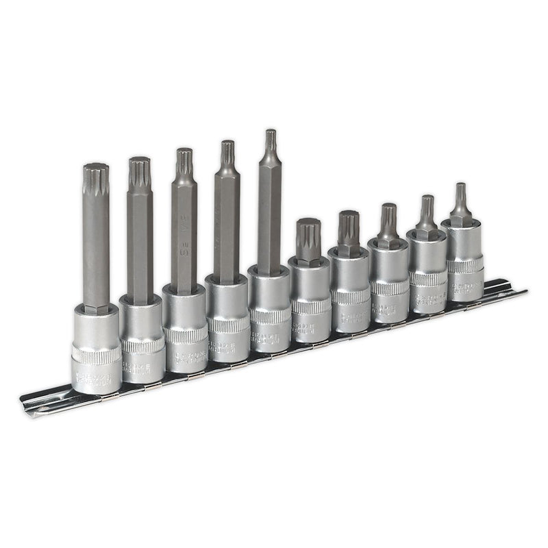 Sealey Premier Spline Socket Bit Set 3/8"Sq Drive 10pc AK6216