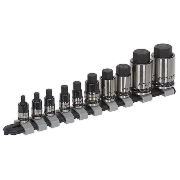 Sealey Premier Black Stubby Hex Socket Bit Set 1/4", 3/8" & 1/2"Sq Drive 10pc AK6229B