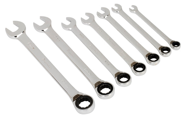 Sealey AK63817 Reversible Ratchet Combination Spanner Set 7pc Metric