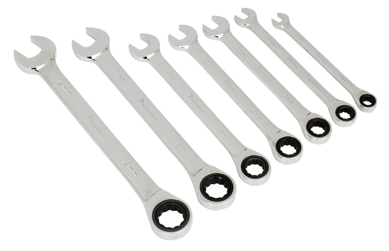 Sealey AK63907 Combination Ratchet Spanner Set 7pc Metric