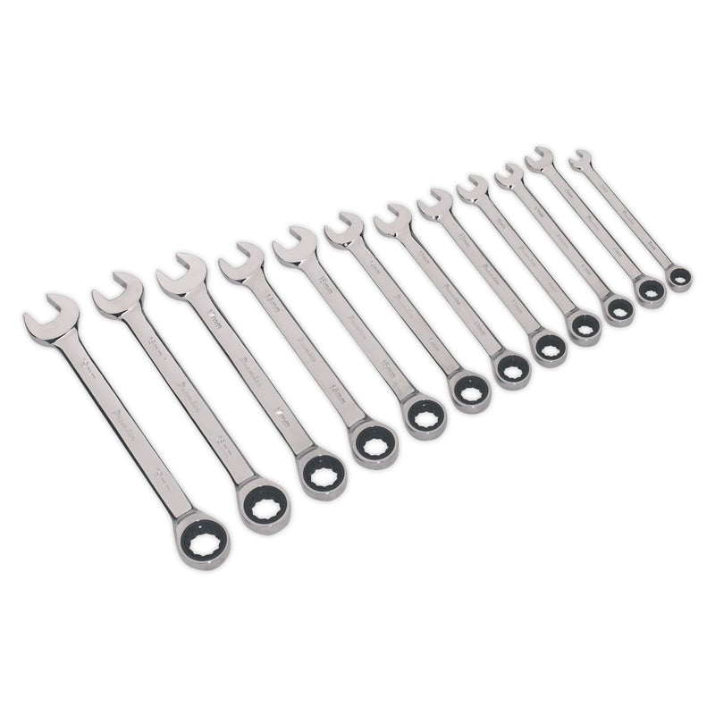 Sealey AK63912 Combination Ratchet Spanner Set 16pc Metric