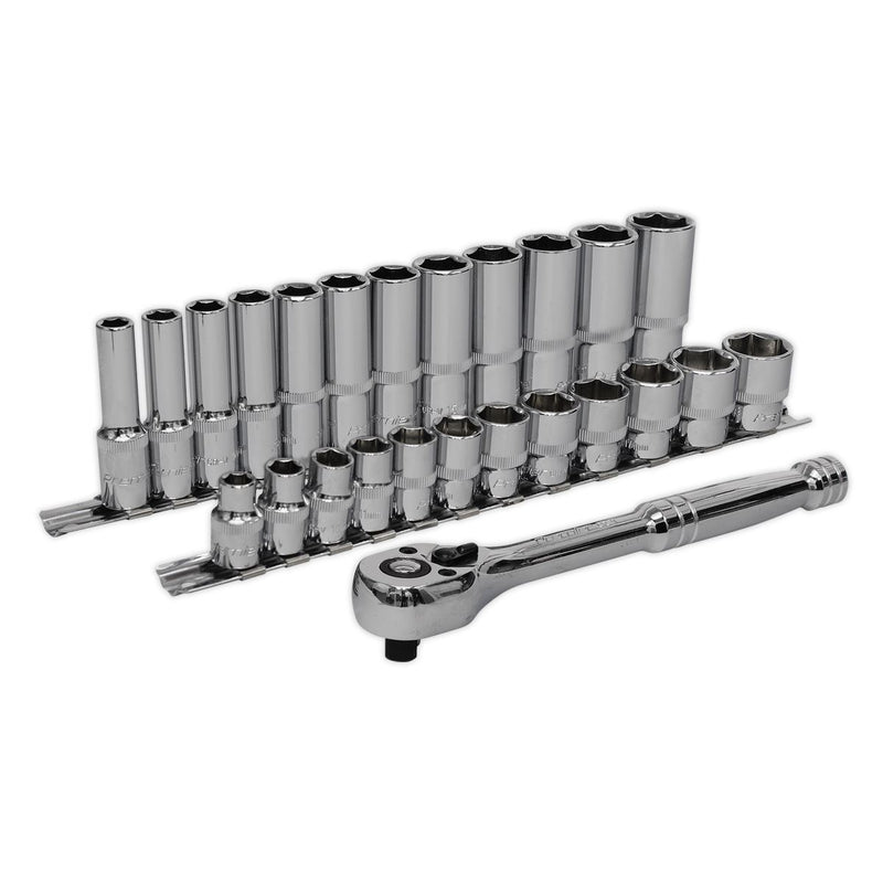 Sealey Premier Ratchet Wrench & Socket Set 3/8"Sq Drive 25pc AK66722