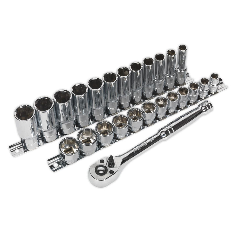 Sealey Premier Ratchet Wrench & Socket Set 3/8"Sq Drive 25pc AK66722