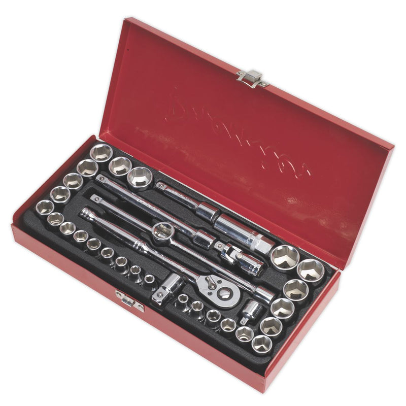 Sealey Socket Set 35pc 3/8"Sq Drive 6pt WallDrive&reg; - Metric/Imperial AK691