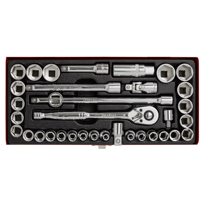 Sealey Socket Set 35pc 3/8"Sq Drive 6pt WallDrive&reg; - Metric/Imperial AK691