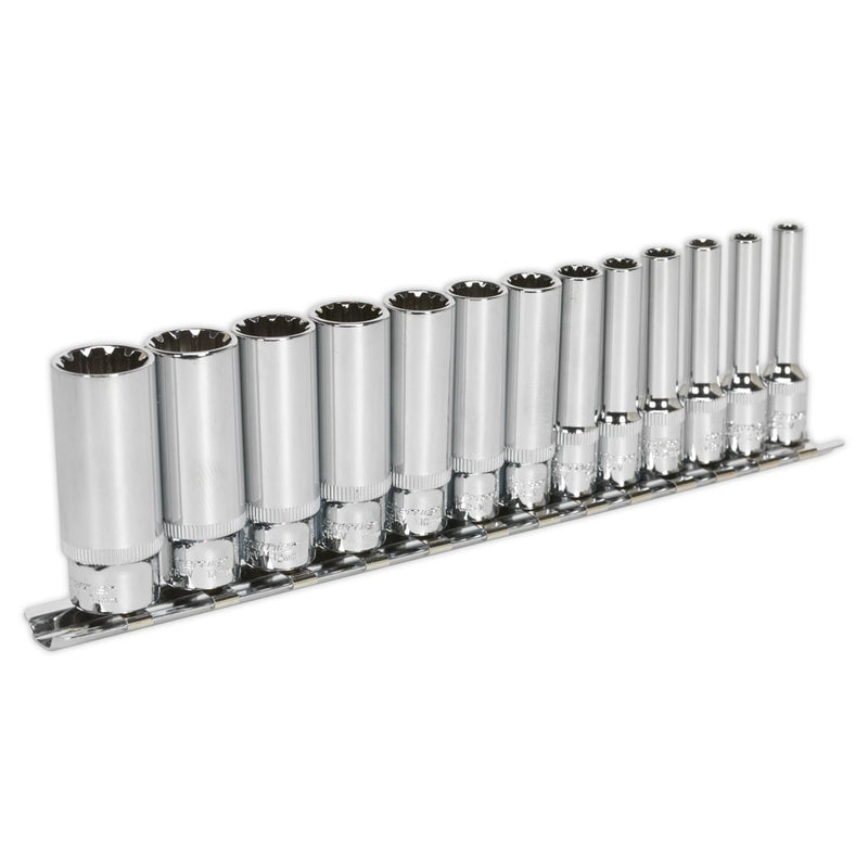 Sealey Premier Total Drive&reg; Deep Socket Set 1/4"Sq Drive 13pc AK69813D