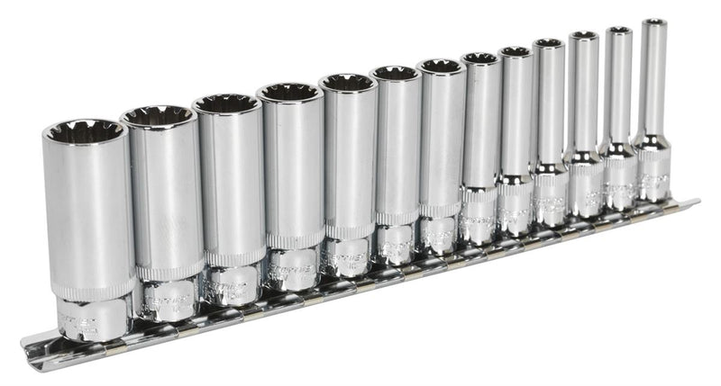 Sealey Premier Total Drive&reg; Deep Socket Set 1/4"Sq Drive 13pc AK69813D