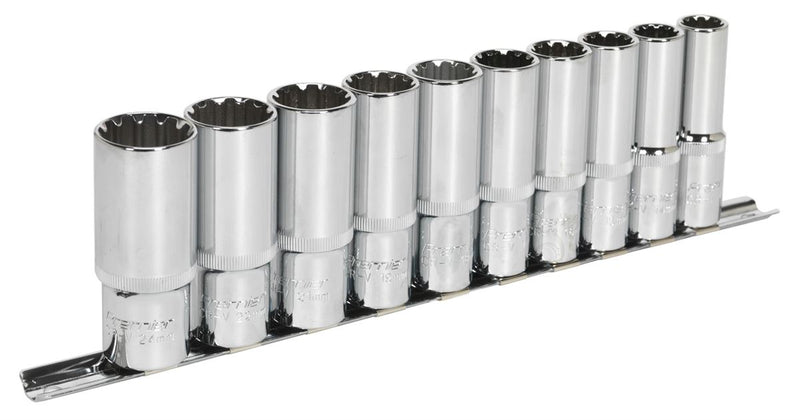 Sealey Premier Total Drive&reg; Deep Socket Set 1/2"Sq Drive 10pc AK70610D