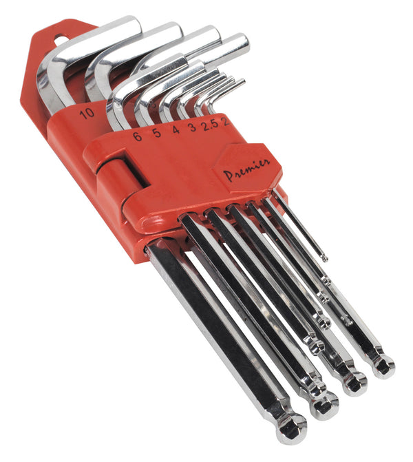 Sealey Ball-End Hex Key Set 10pc Long Fully Polished Metric AK7168