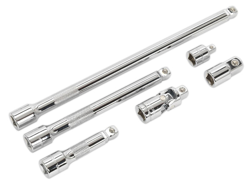 Sealey Premier Wobble/Rigid Extension Bar, Adaptor & Universal Joint Set 3/8"Sq Drive 6pc AK7690