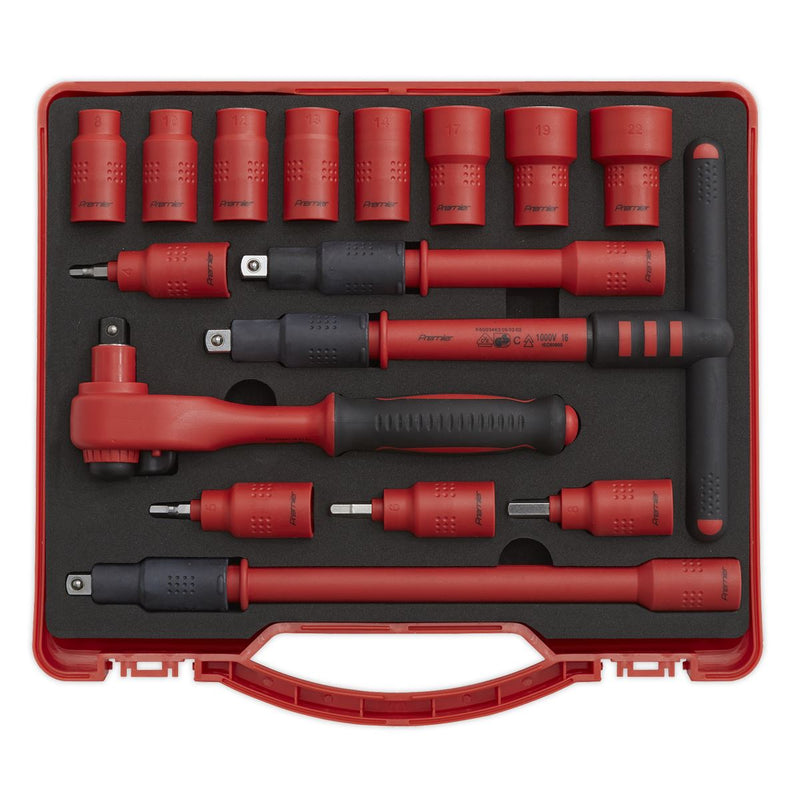 Sealey Premier Insulated Socket Set 3/8"Sq Drive 16pc - VDE Approved AK7940