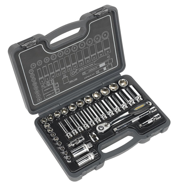 Sealey Socket Set 38pc 3/8"Sq Drive 6pt WallDrive&reg; Metric AK7952