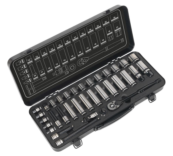 Sealey Premier Black Socket Set 3/8"Sq Drive 34pc AK7971