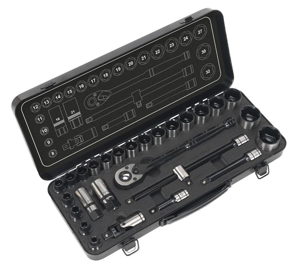 Sealey Premier Black Socket Set 1/2"Sq Drive 28pc AK7972