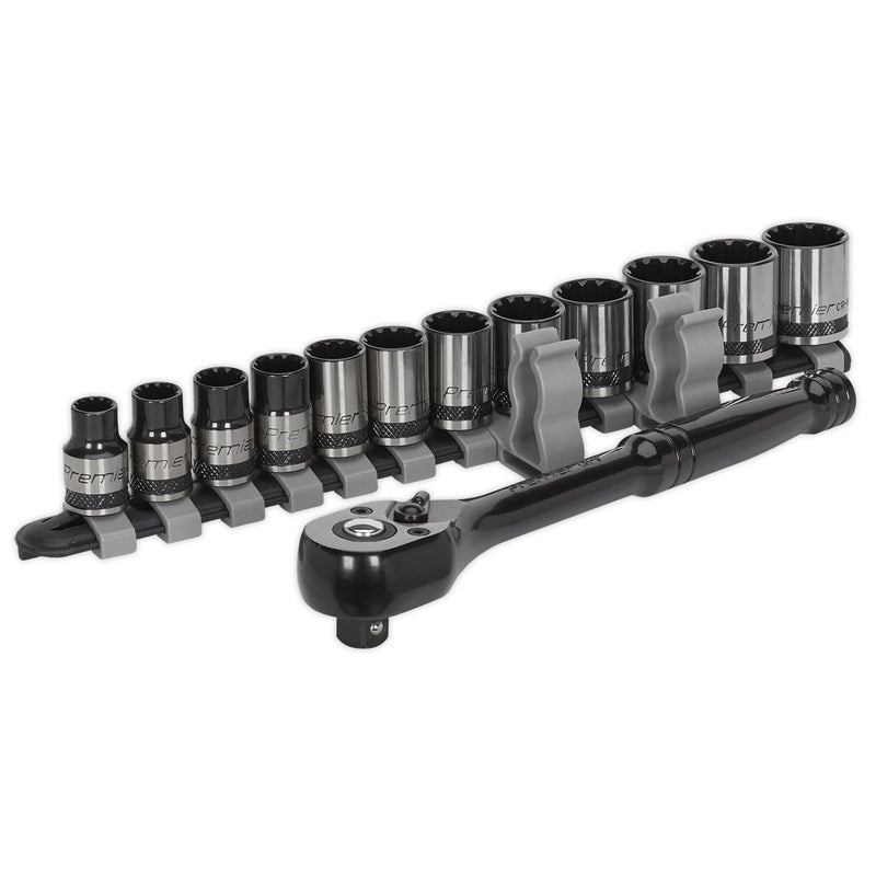 Sealey Socket Set 13pc 3/8"Sq Drive Total Drive&reg; Metric - Black Series AK7973