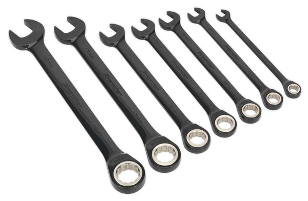Sealey Premier Black Combination Ratchet Spanner Set 7pc AK7978