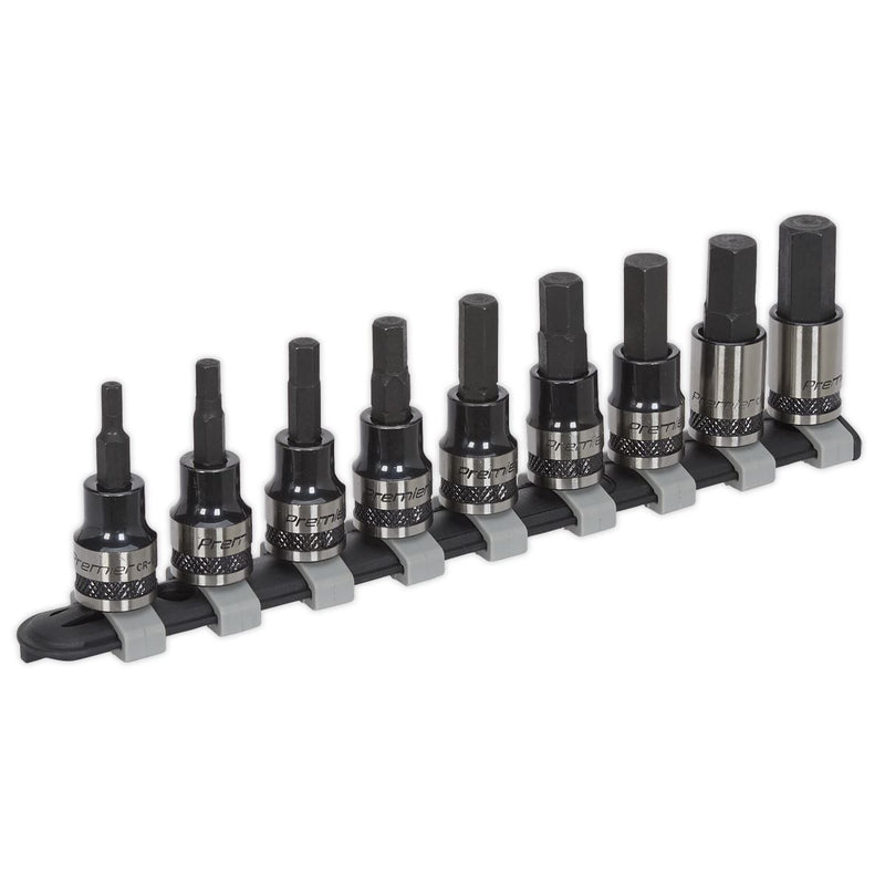 Sealey Premier Black Hex Key Socket Bit Set 3/8"Sq Drive 9pc AK7986