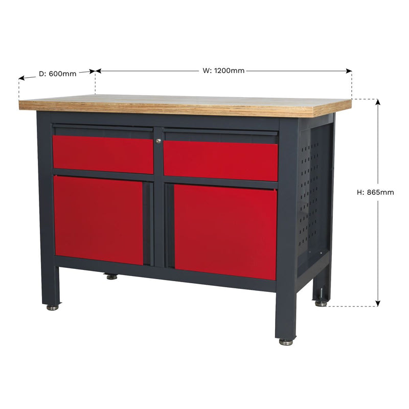 Sealey Workbench with 2 Drawers & 2 Cupboards AP1372A