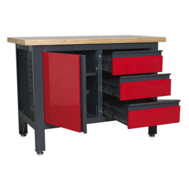 Sealey Workbench with 3 Drawers & Cupboard AP1372B