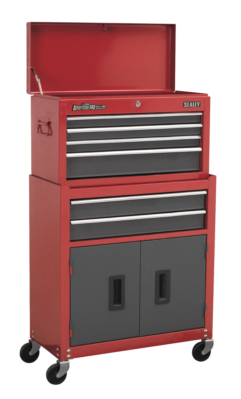 Sealey American PRO&reg; Topchest & Rollcab Combination 6 Drawer - Red AP2200BB