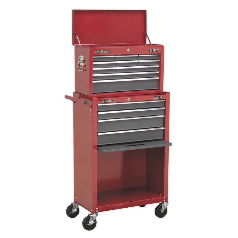 Sealey American PRO&reg; Topchest & Rollcab Combination 13 Drawer - Red/Grey AP22513BB