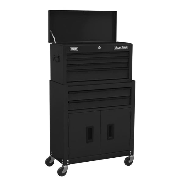 Sealey American PRO&reg; Topchest & Rollcab Combination 6 Drawer - Black AP22BK