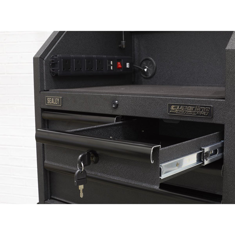 Sealey Superline PRO&reg; Black Edition Topchest with 4 Soft Close Drawers & Power Strip 660mm AP2704BE