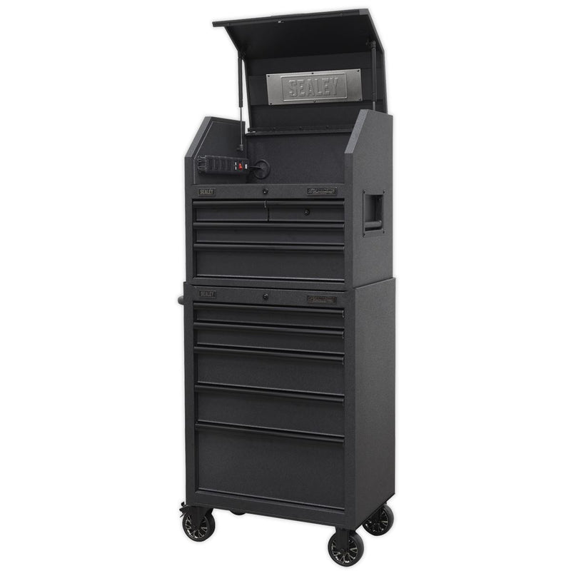 Sealey Superline PRO&reg; Black Edition Tool Chest Combination with 9 Soft Close Drawers & Power Strip AP27BESTACK