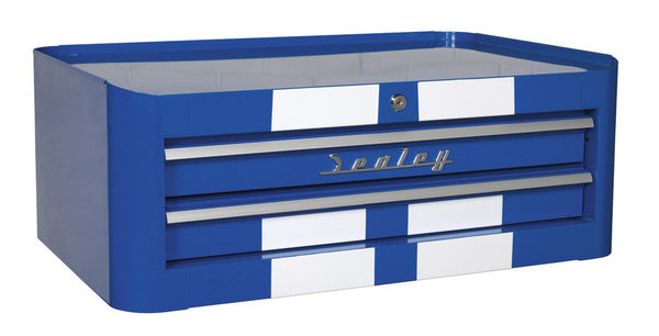 Sealey Premier&trade; Retro Style Mid-Box Tool Chest 2 Drawer - Blue with White Stripes AP28102BWS