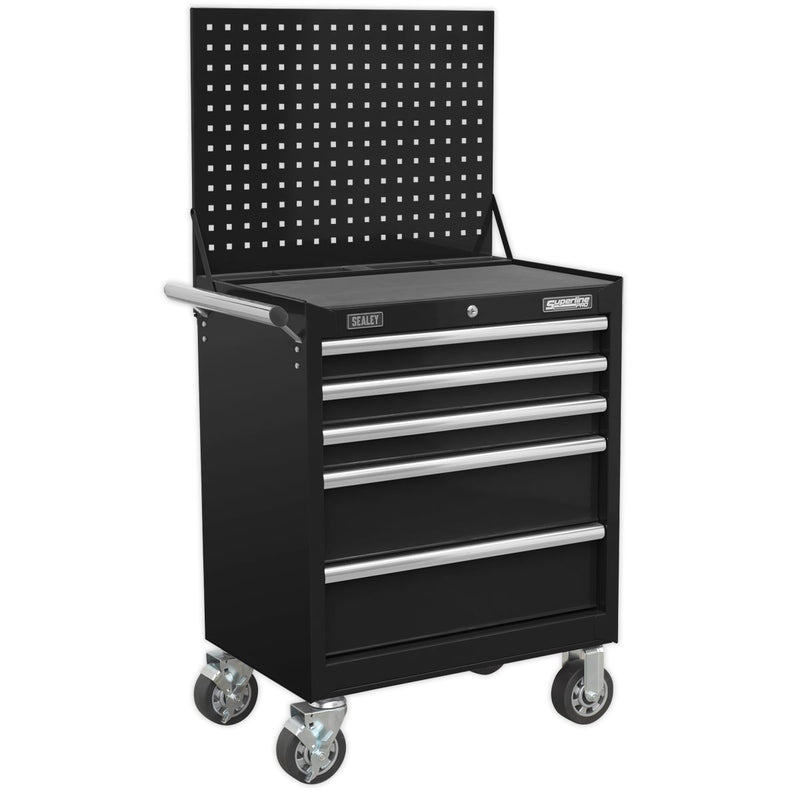 Sealey AP335MB Mobile Project Station with 5 Drawers & Perforated Back Panel - Black