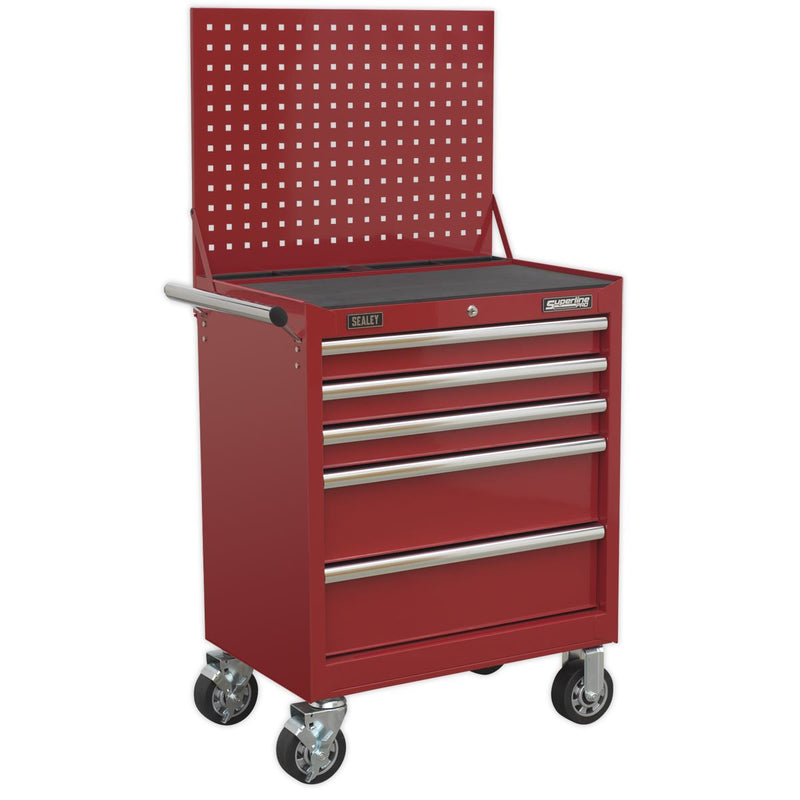 Sealey AP335M Mobile Project Station with 5 Drawers & Perforated Back Panel - Red