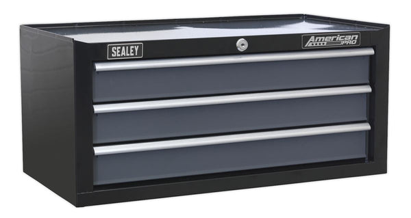 Sealey American PRO&reg; Mid-Box Tool Chest 3 Drawer - Black/Grey AP3503TB