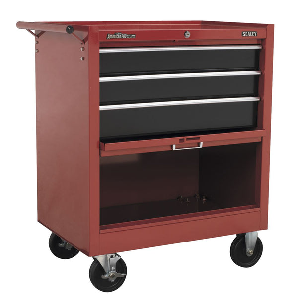 Sealey AP3603B Rollcab 3 Drawer with Ball Bearing Runners Drop Front - Red/Black