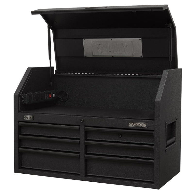 Sealey Superline PRO&reg; Black Edition Topchest with 6 Soft Close Drawers & Power Strip 910mm AP3607BE
