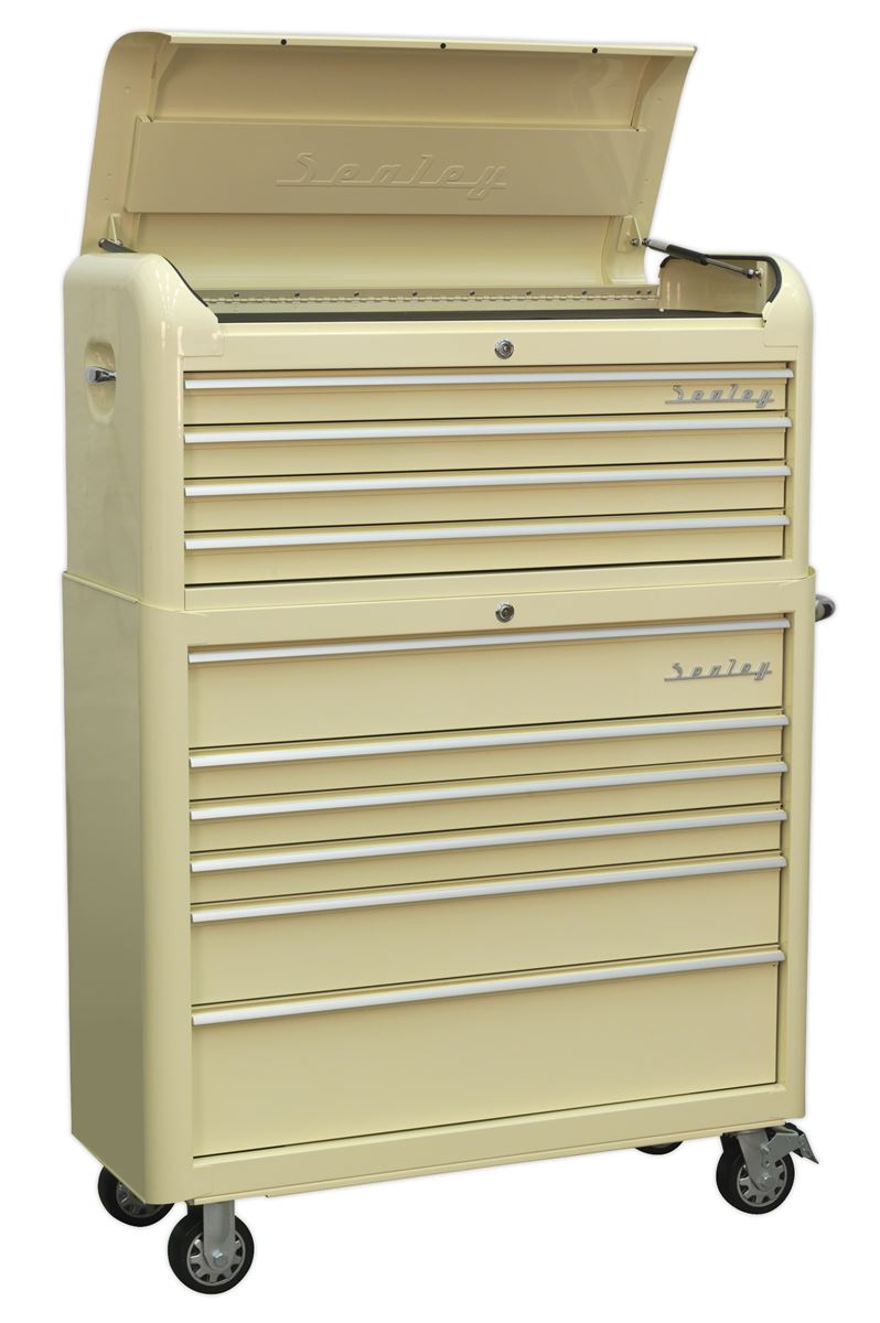 Sealey AP41COMBO Retro Style Extra-Wide Topchest & Rollcab Combination 10 Drawer - Cream