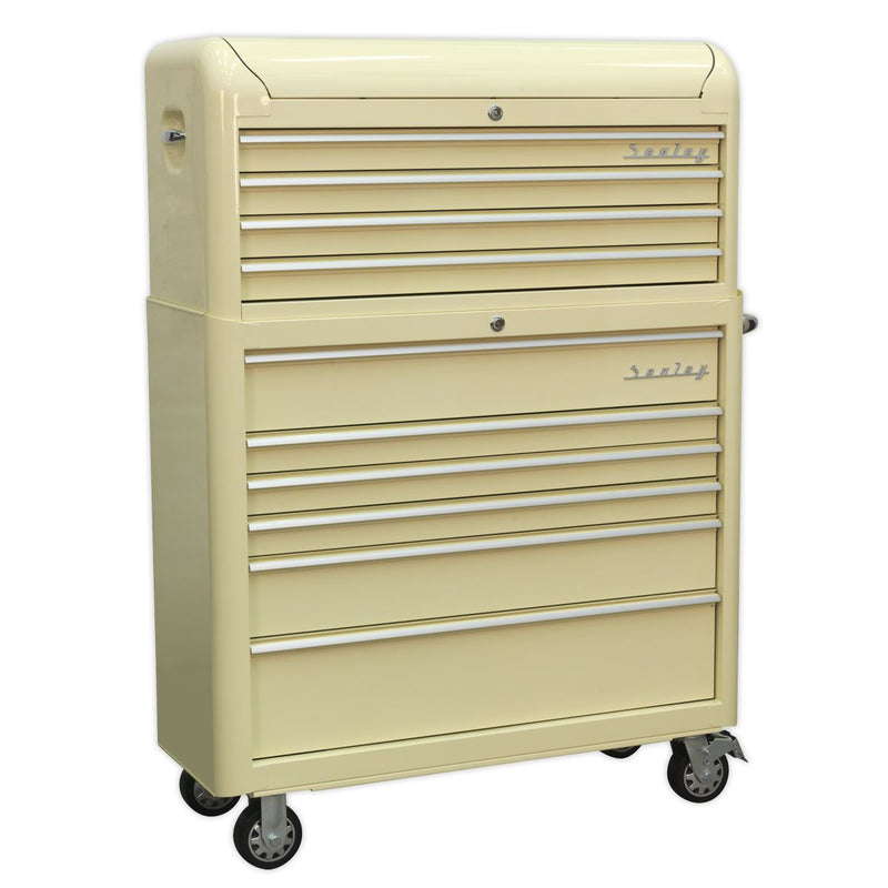 Sealey AP41COMBO Retro Style Extra-Wide Topchest & Rollcab Combination 10 Drawer - Cream